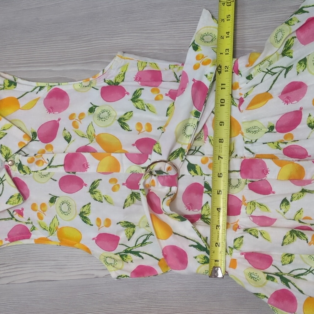Cynthia Rowley 2 Fruit Kiwi Dress Sleeveless Pink Orange White Collar Button Up - Picture 12 of 16